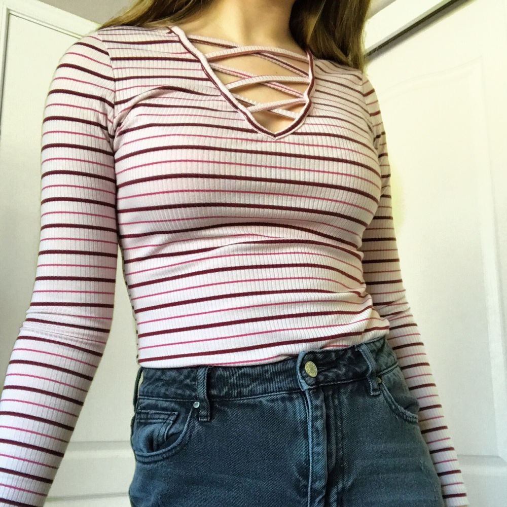 Baby girl pink striped long sleeve💗